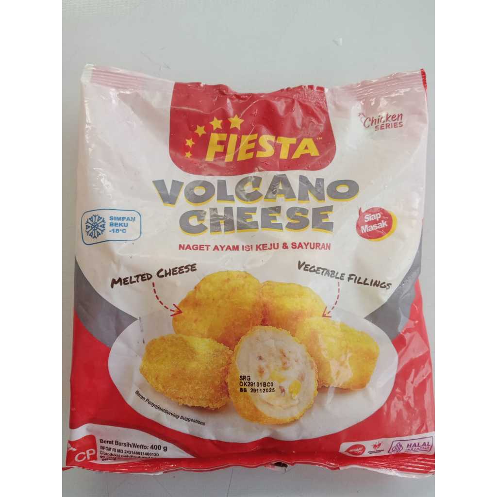 

Fiesta Volcano Cheese Nugget Ayam Isi Keju dan Sayuran 400 gram KEMASAN BARU