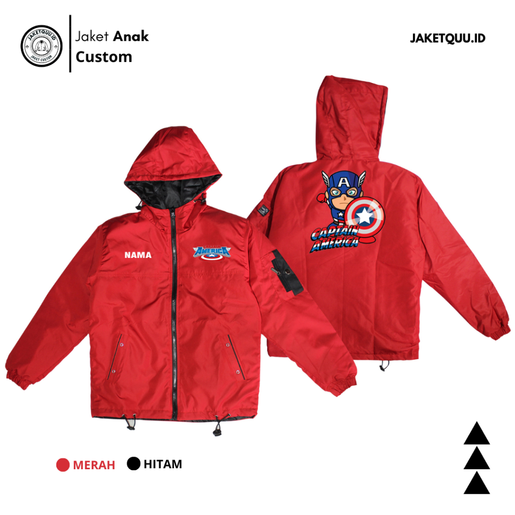 Jaket Custom Anak Karakter Captain America Jaket Anak Parasut Custom Desain Bebas