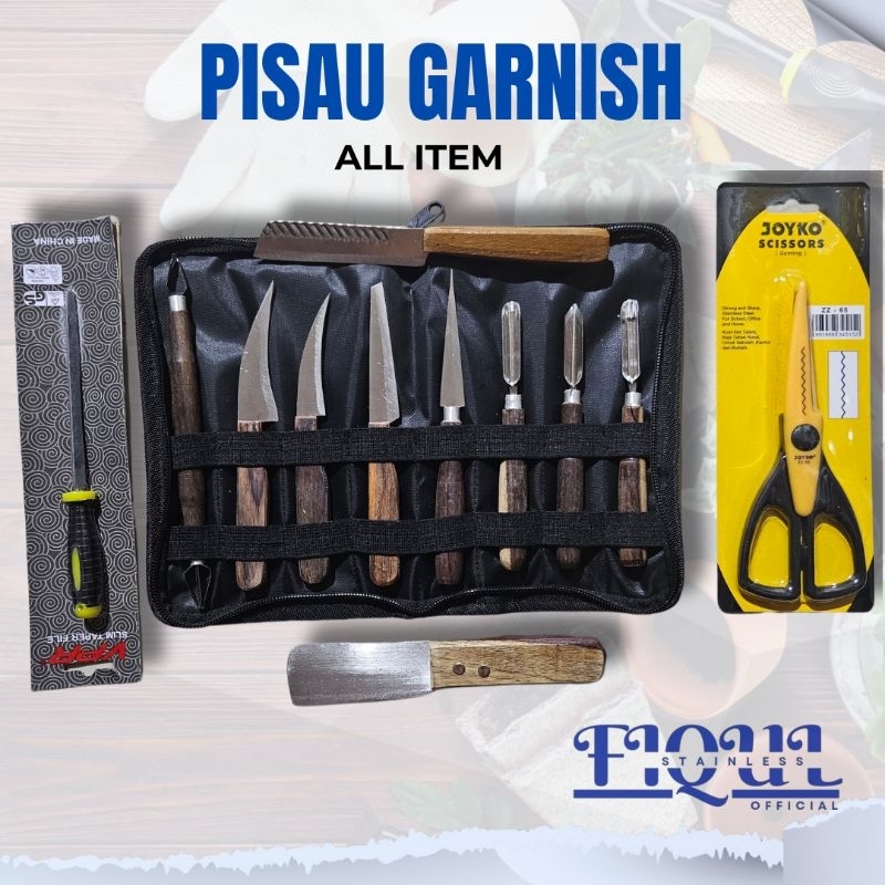 PISAU GARNISH LENGKAP/ PISAU TUMPENG / PISAU UKIR BUAH DAN SAYUR LENGKAP (gunting,ashan,tarik,isi9)