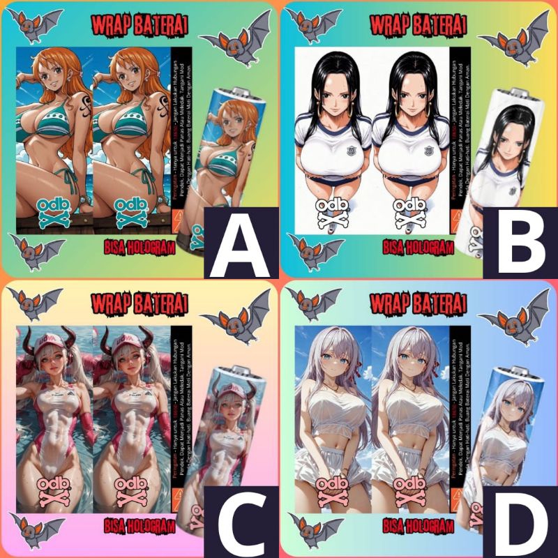 

FAMSTORE - Pelindung Baterai - Stikerskin Wrap Baterai 18650 Motif Waifu Art Full Motif Desain Dan Anti Gores