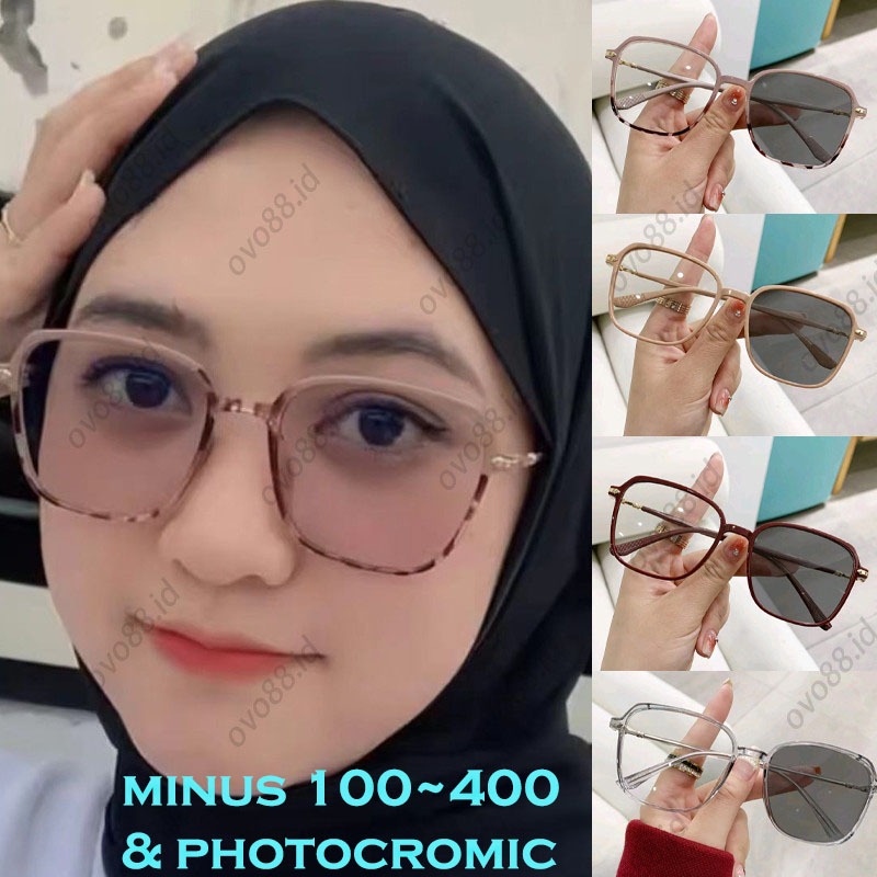 Kacamata Minus Photochromic Anti Radiasi Wanita Pria Kacamata Bingkai