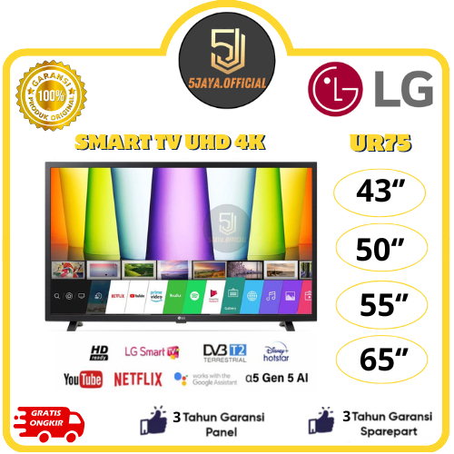 TV LED LG Smart TV UHD 4K 43Inch LG 50Inch LG 55Inch LG 65Inch LG - 43UR75/50UR75/55UR75/65UR75