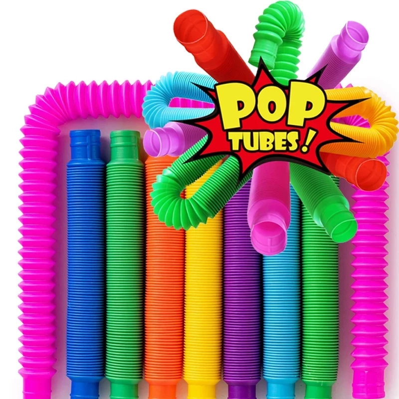 PROMO - Mainan Pop Tube LED Pop Tubes LED Fidget Pop Tubes Sensory Toys Mainan Selang Anak - MAINAN 
