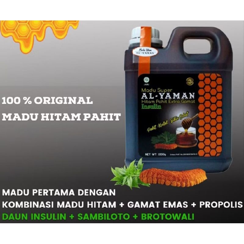 

madu super hitam pahit AL YAMAN 1 kg plus gamat dan daun insulin