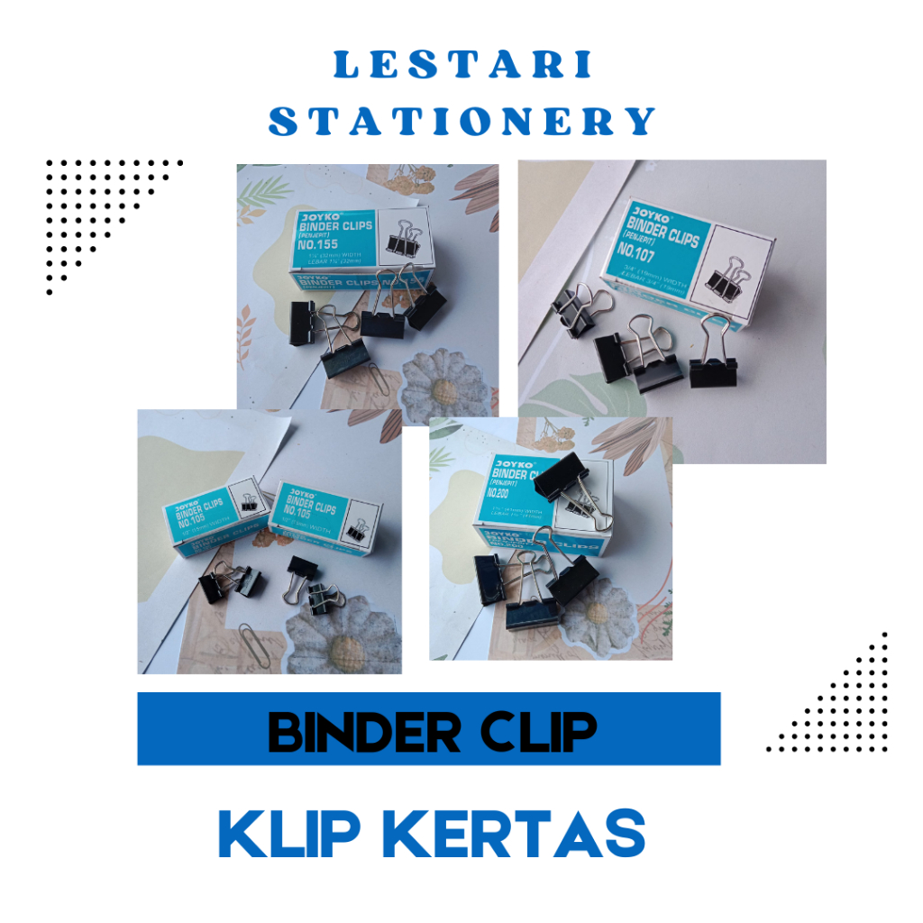 

Binder Clip 200 Joyko | Klip Kertas | Penjepit Kertas Joyko | Jepit kertas Sedang | Lestari Stationery