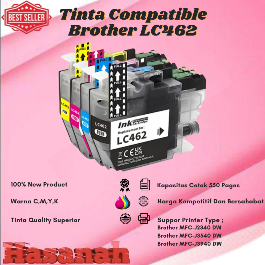 Tinta Catridge Compatible Brother LC462 1 Set For Brother MFC-J2340 DW Brother, MFC-J3540 DW, Brothe