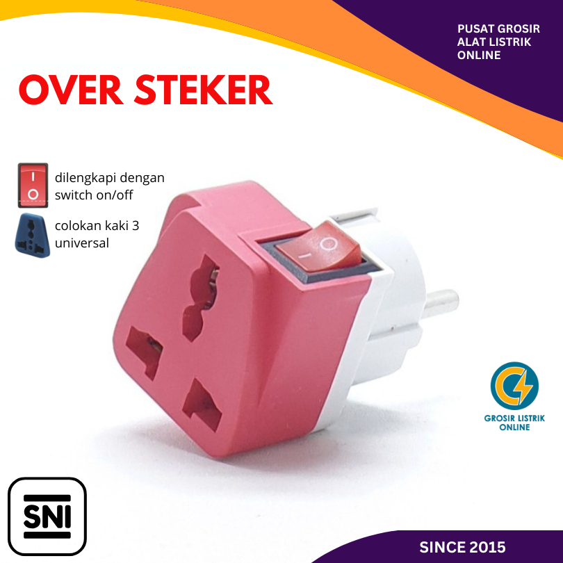 STEKER SERBAGUNA KAKI 3 SAKLAR ON OFF OVER STEKER SAKLAR MURAH