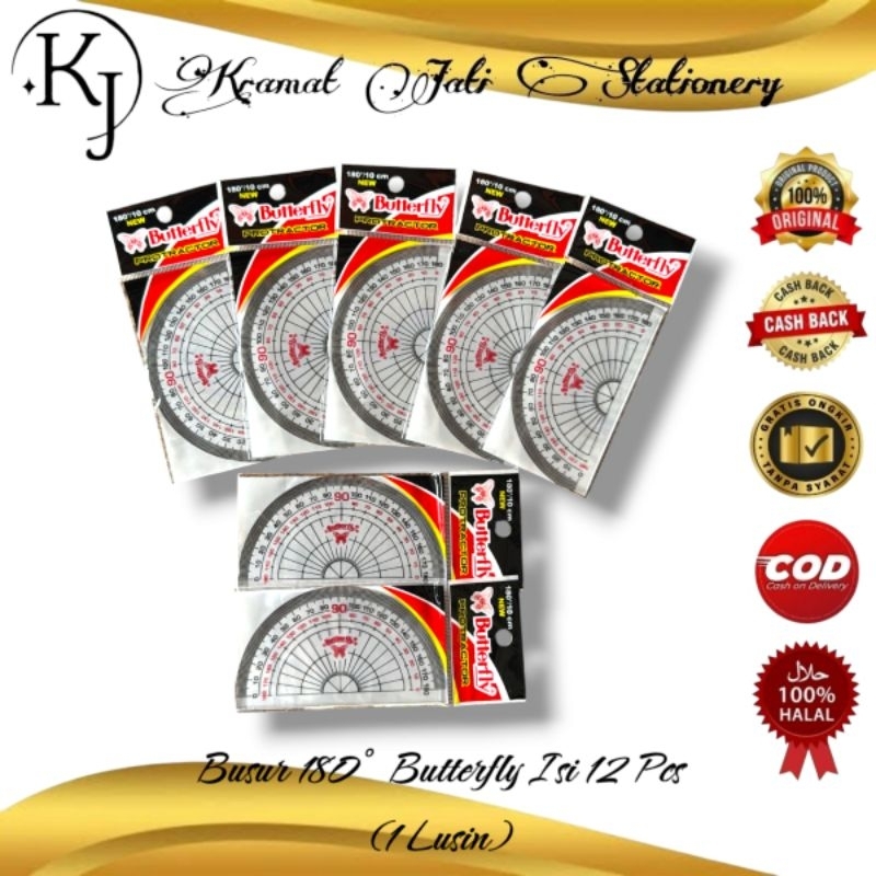 

Penggaris Busur Butterfly 180° Isi 12 Pcs (1 Lusin)