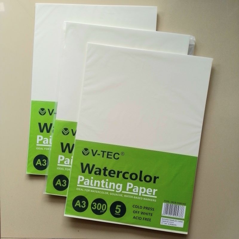 

RB Kertas Lukis Cat Air Water Color Paper V-TEC A3 300 Gsm Cold Pressed ( Pcs ) [Original ]