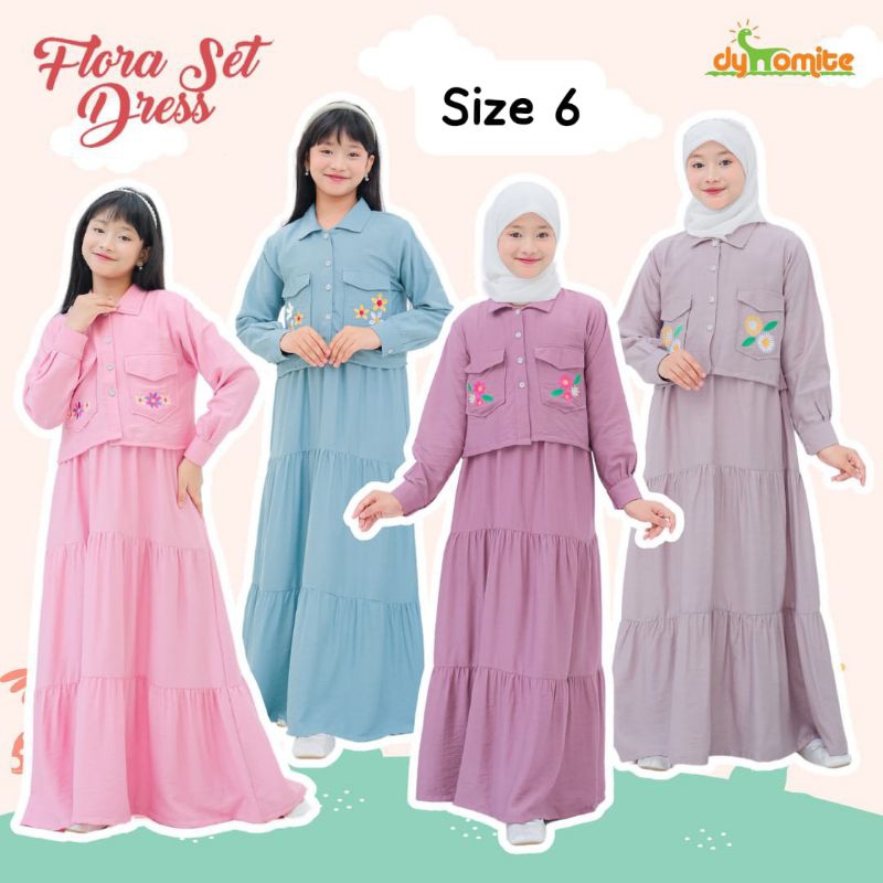 flora set dress / dress anak 5-6th