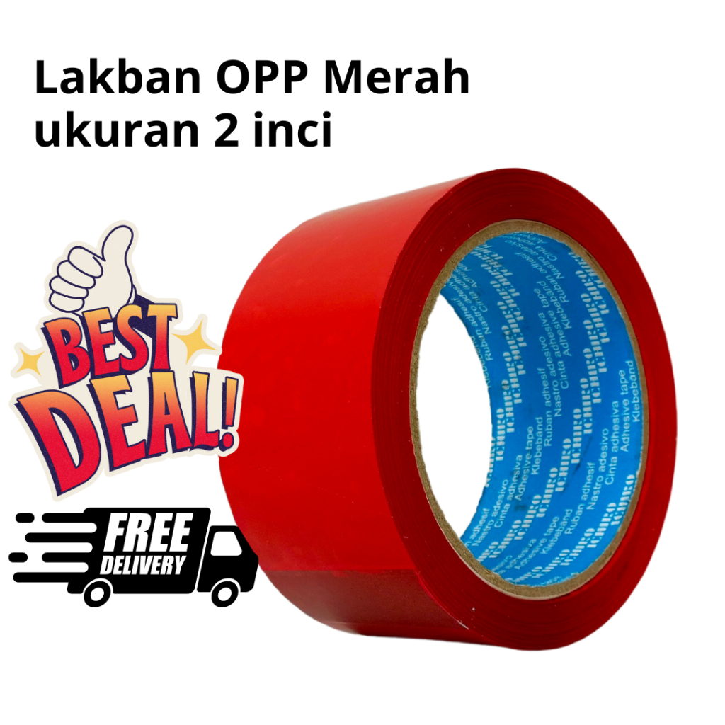 

2 Inci x 72 Lakban warna merah ICHIRO original 100% isolasi selotip packing plastik