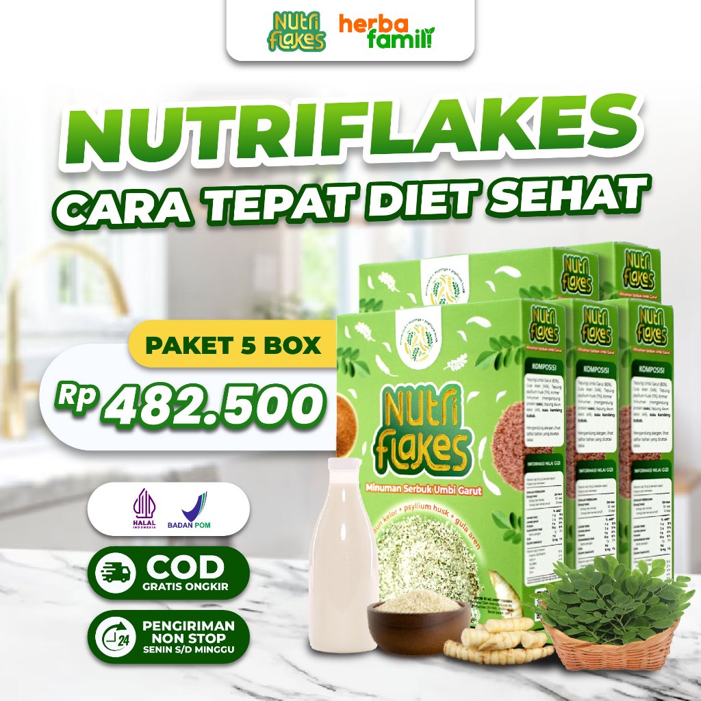 

PAKET 5 BOX NUTRIFLAKES Sereal Asam Lambung Herbal Ampuh atasi Magh GERD dan Asam Lambung 280g COD