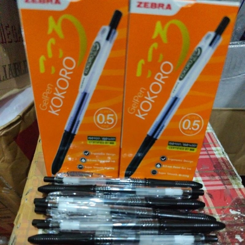 

pulpen gel kokoro zebra 0.5 wrn hitam