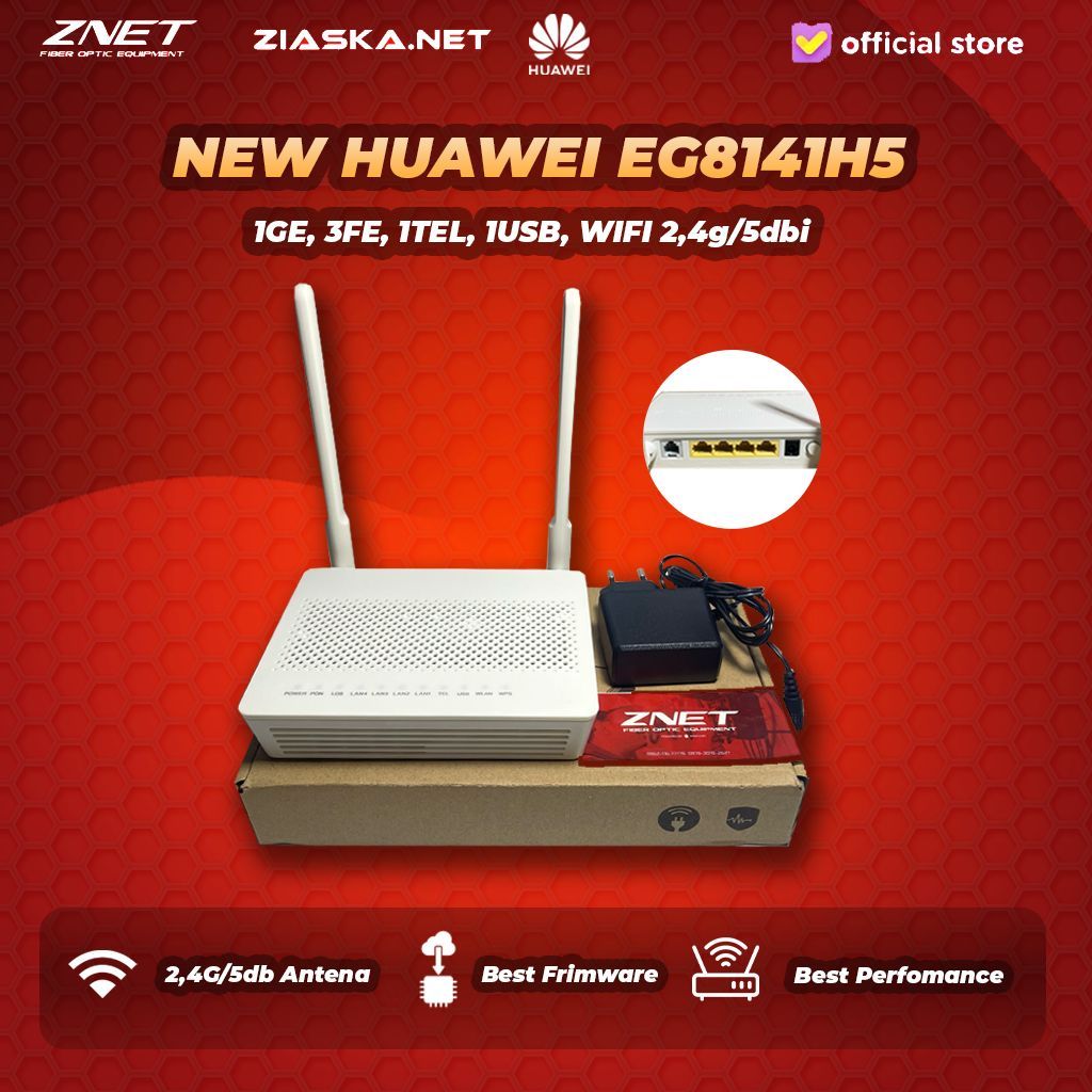 Ont Modem Router Huawei Xpon EG8141H5 Adaptor dan BOX 2,4g 5dbi Antenna
