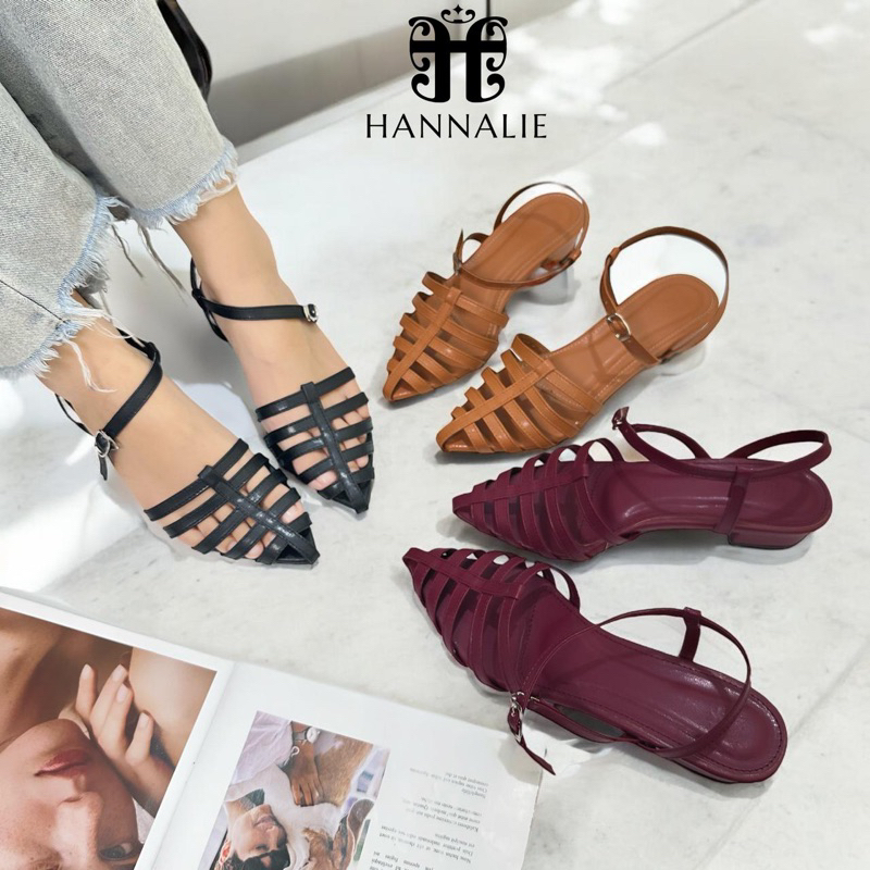 Sandal Wanita Hak 3cm Tali Premium keronjo Ujung Lancip Fashion Wanita - Sandal sepatu heels