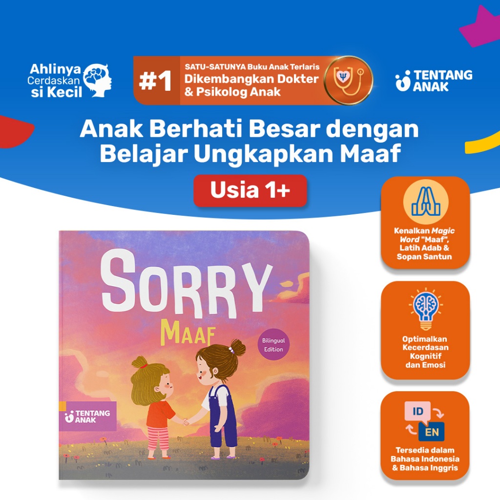 Tentang Anak - Bilingual Board Book Sorry | Maaf | Buku Cerita Anak Bahasa Inggris Indonesia