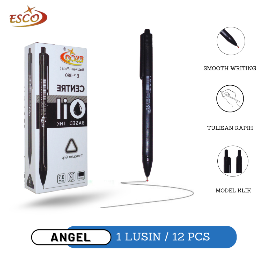 

1 Lusin ( 12 pcs) Pulpen Bolpen Pen Klik Hitam / ballpoint cetek, pulpen klik / Pulpen Cetrek / Cod / Atk Blessing
