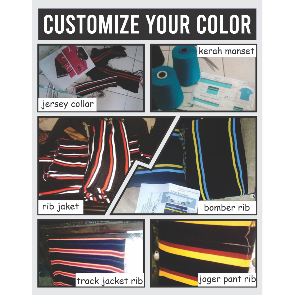(Pre Order) Custom kerah manset rib jaket ukuran dewasa