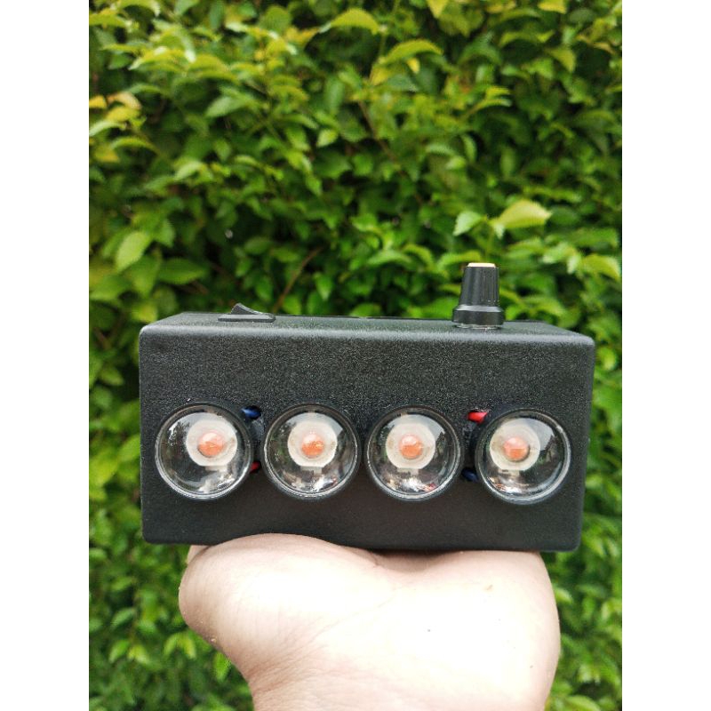 lampu LED HPL 3 watt  4 pcs warna merah + lensa 60° + 2 baterai + dimmer