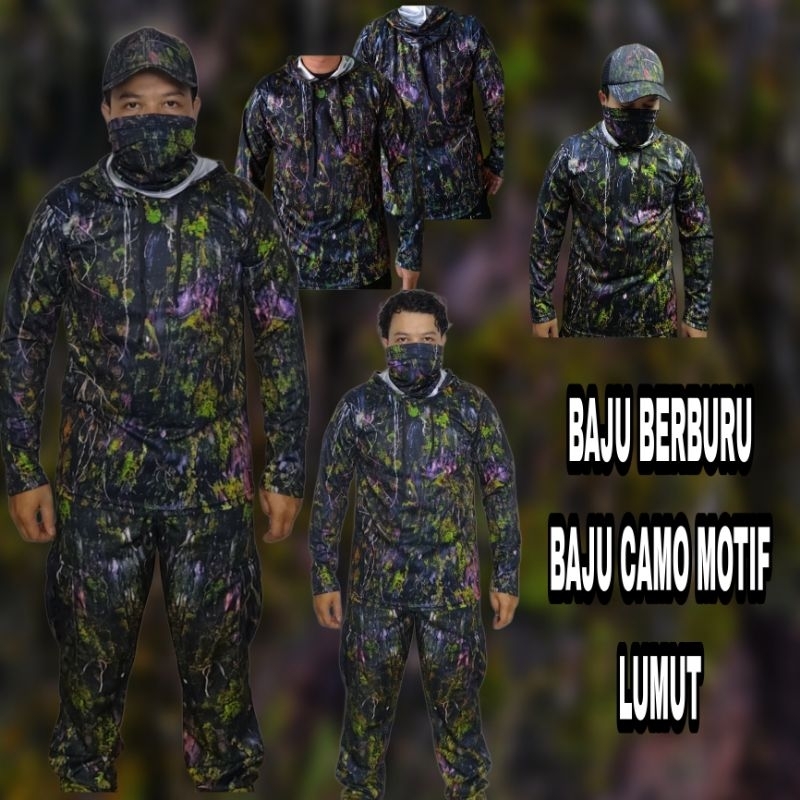 BAJU BERBURU CAMO MOTIF LUMUT baju camoflase jersey camo baju hunting