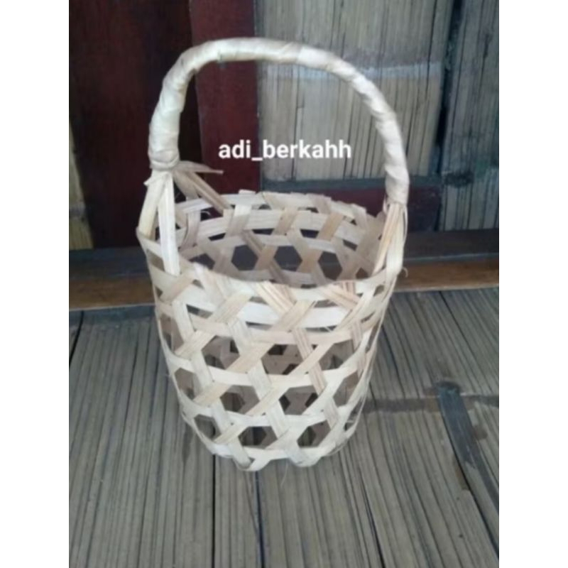 Tas bulat 10x15cm anyaman bambu
