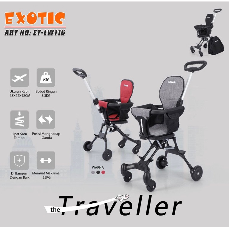 Model Baru Magic Stroller Exotic LW 116  LW 226 227 Cabin Size Kursi 2 Arah  Stroller Junior Labeill