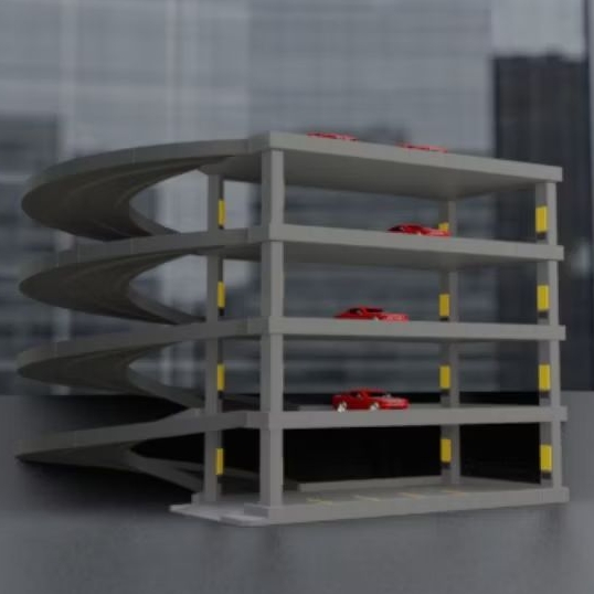 Diorama Gedung Parkir Untuk Display Die Cast