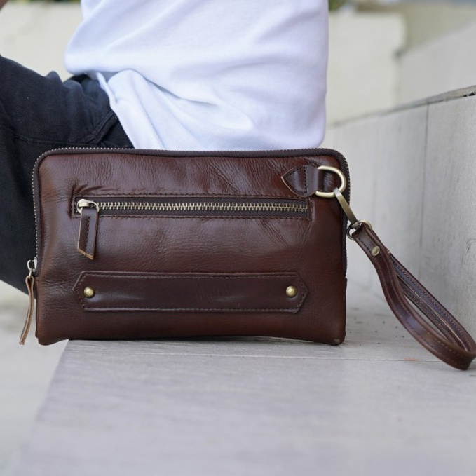 Muraaaahh Tas tangan kulit asli  tas pria kulit  hand bag kulit asli PREMIUM EE