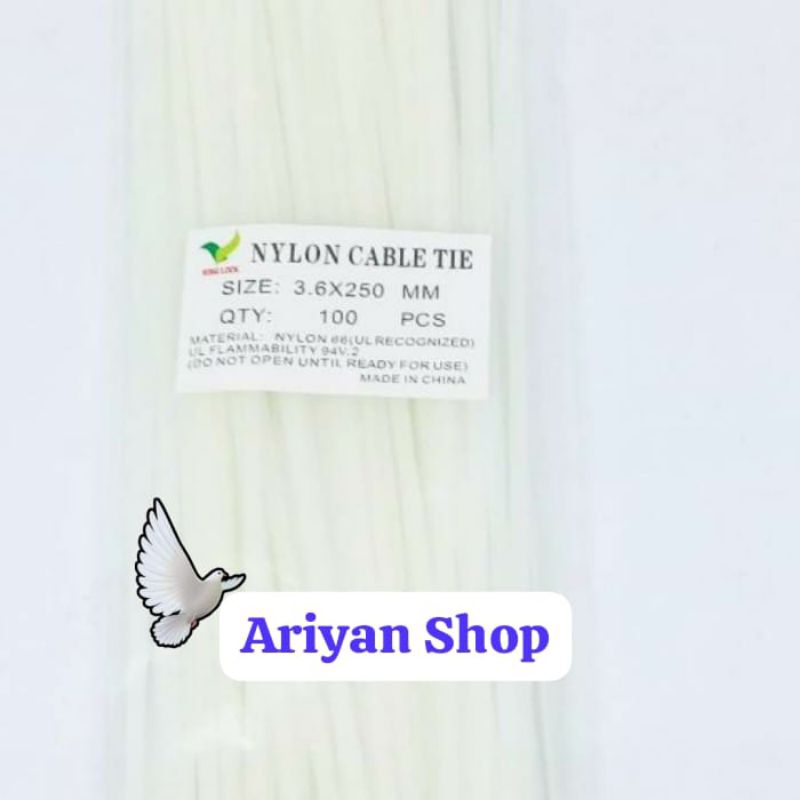 

Nylon Kabel Tie Putih 3,6×250 mm/Sabuk Tali Cable Ties 25 Cm Putih
