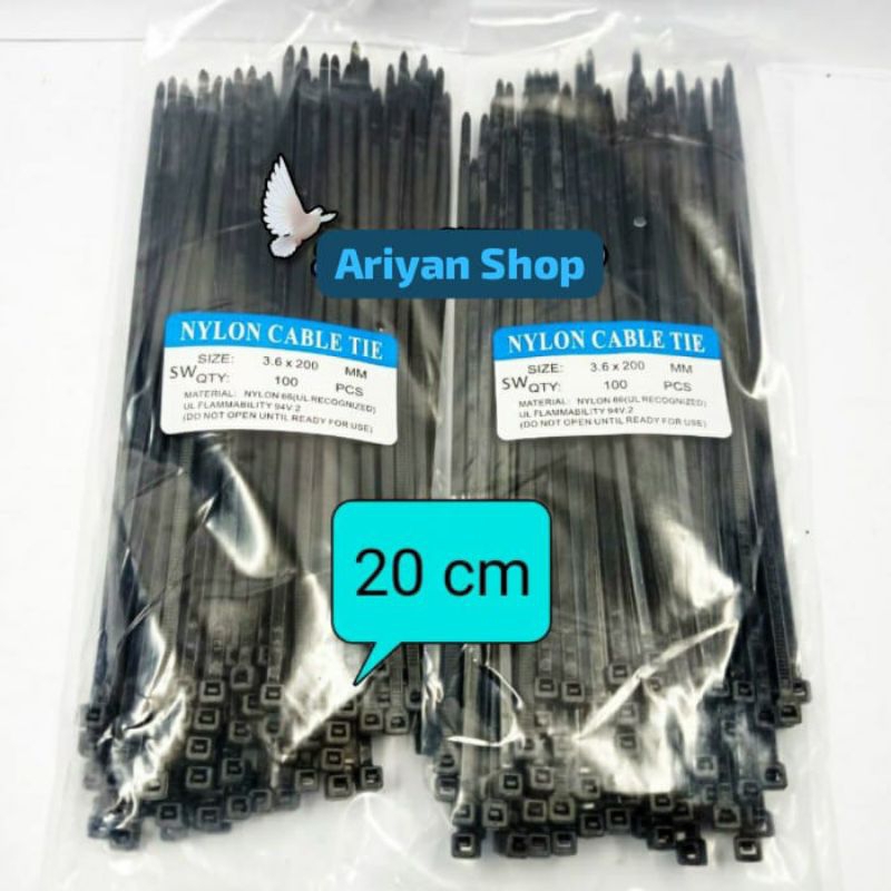 

Nylon Kabel Tie Hitam 3,6×200 mm/Sabuk Tali Cable Ties 20 cm SW