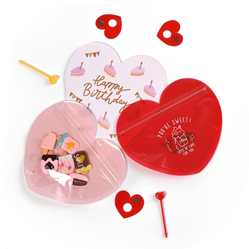 

Heart Ziplock Klip Plastik Pouch Kemasan Candy Cookie Bag Perhiasan Aksesoris Souvenir