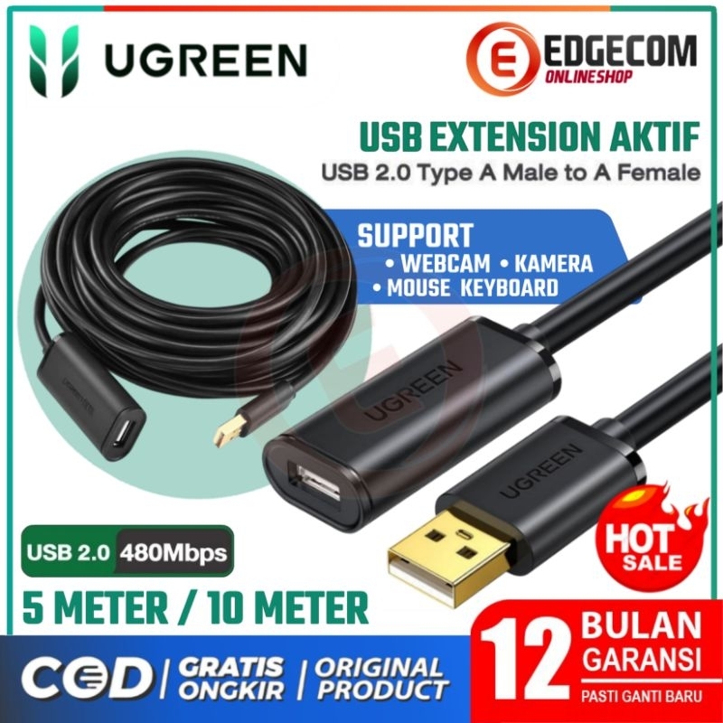 UGREEN Kabel USB 2.0 Extension Aktif USB male to female 5 meter / 10 meter Extender USB support webc