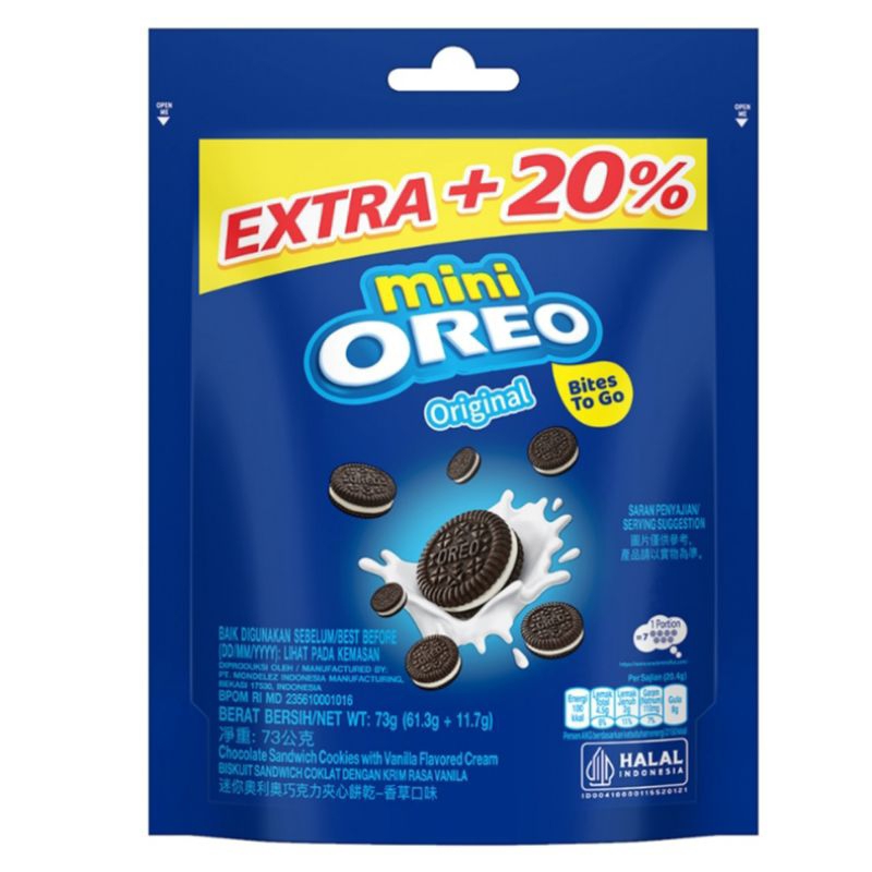 

Oreo Mini Biskuit 61.3gr / Original / Cokelat / Stroberi