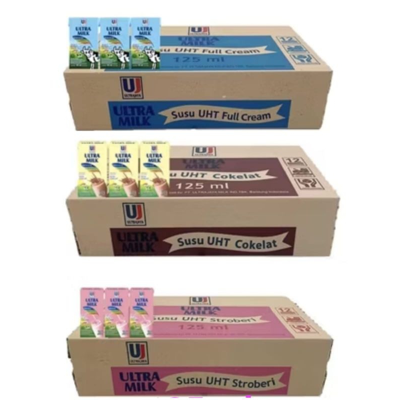 

ULTRA MILK 125 ml 1 DUS ( COKLAT, STROBERI, FULL CREAM ) FREE PACKING BUBBLE