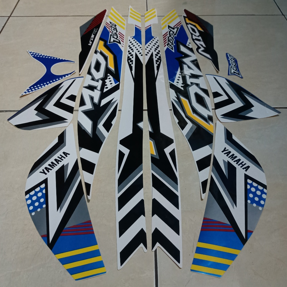 stiker striping yamaha mio j teen 2012 2013 biru putih lis body standar berkualitas original