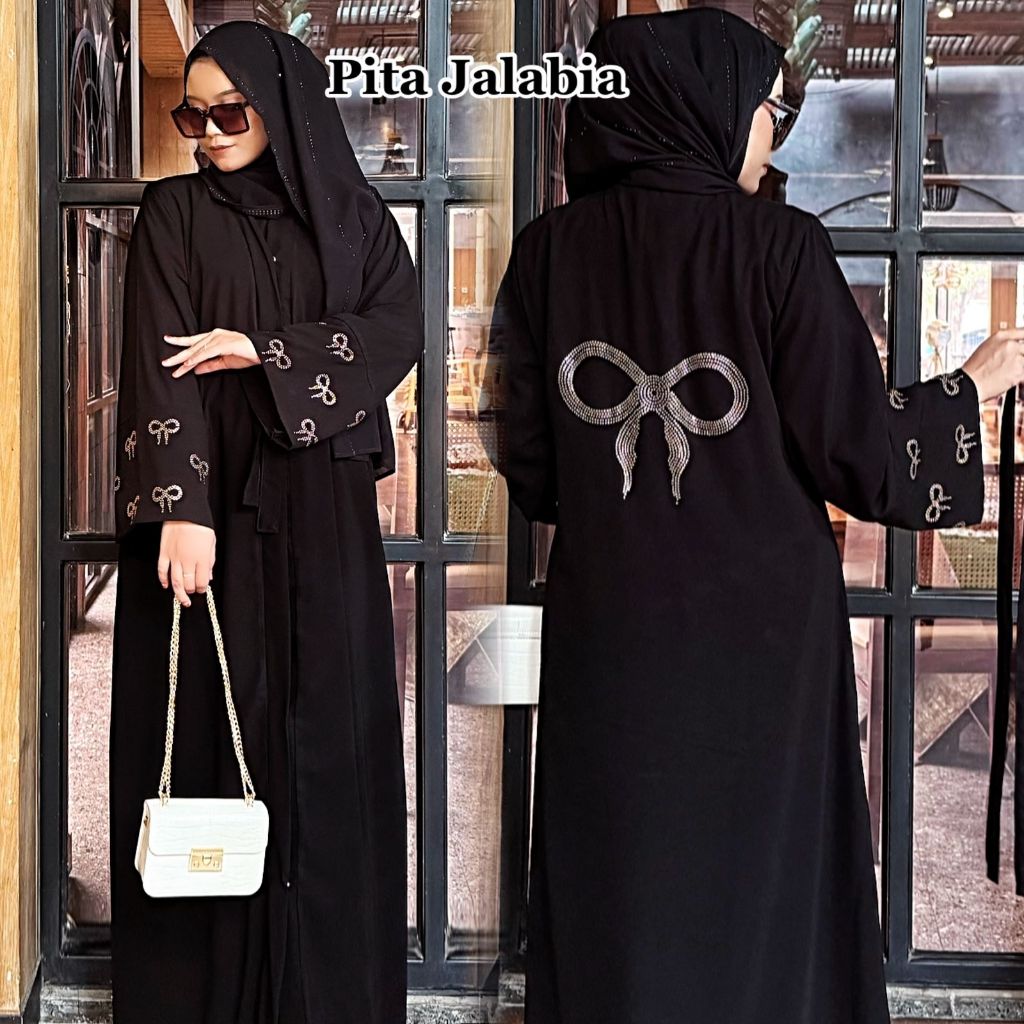 Abaya Hitam Turkey Gamis Dress Arab Saudi Bordir Turki India Dubai Pita Jalabia