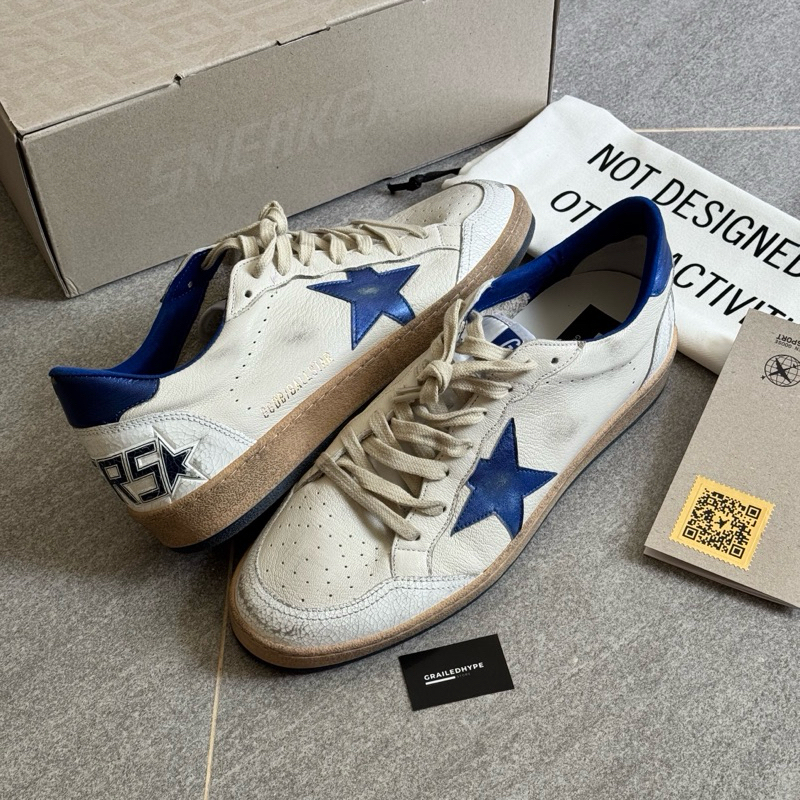 Golden Goose Ball Star Low White Blue (100% Original)