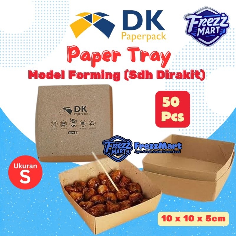 Paper Tray S Kraft Coklat Dk Paperpack Forming Rakit Lipat Box Makanan Tanpa Tutup Full Laminasi Foo
