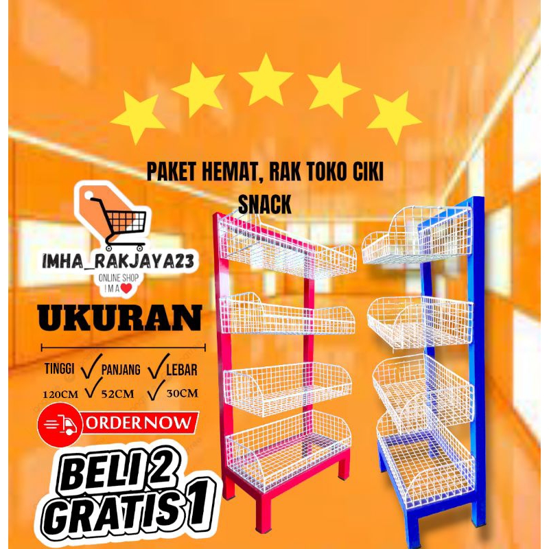 uklusif Paket-Hemat Rak toko besi Ciki snack Grosiran murah