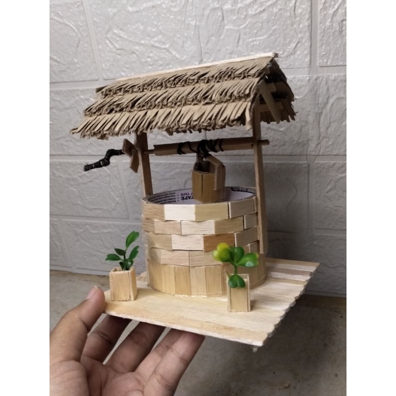 prakarya kerajinan tangan miniatur sumur dari stik es krim
