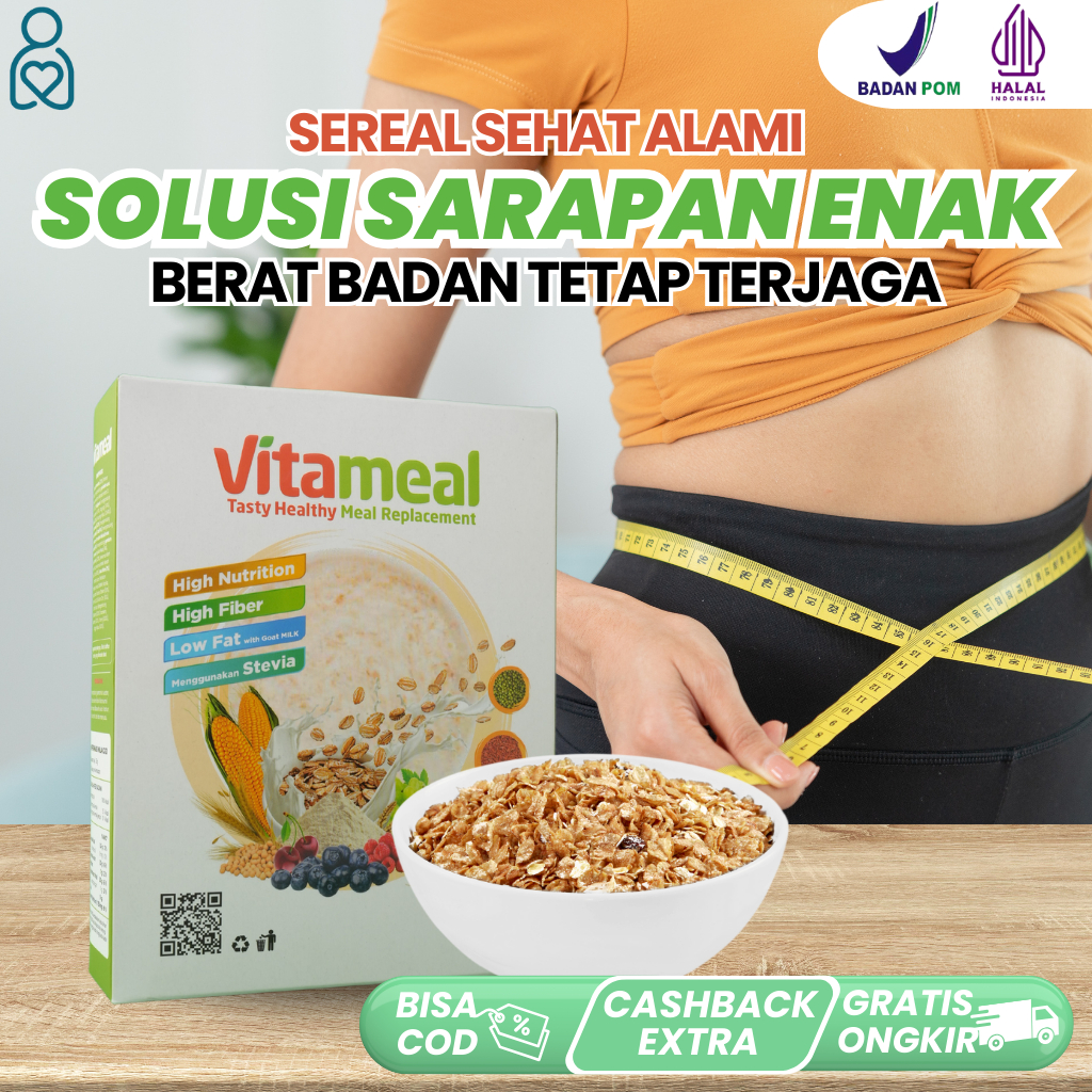 

BESTSELLER VITAMEAL Sereal Sehat Diet Turunkan Berat Badan Kurus Gemuk Obesitas Diabetes Gula Darah FITAMIL HERBAL