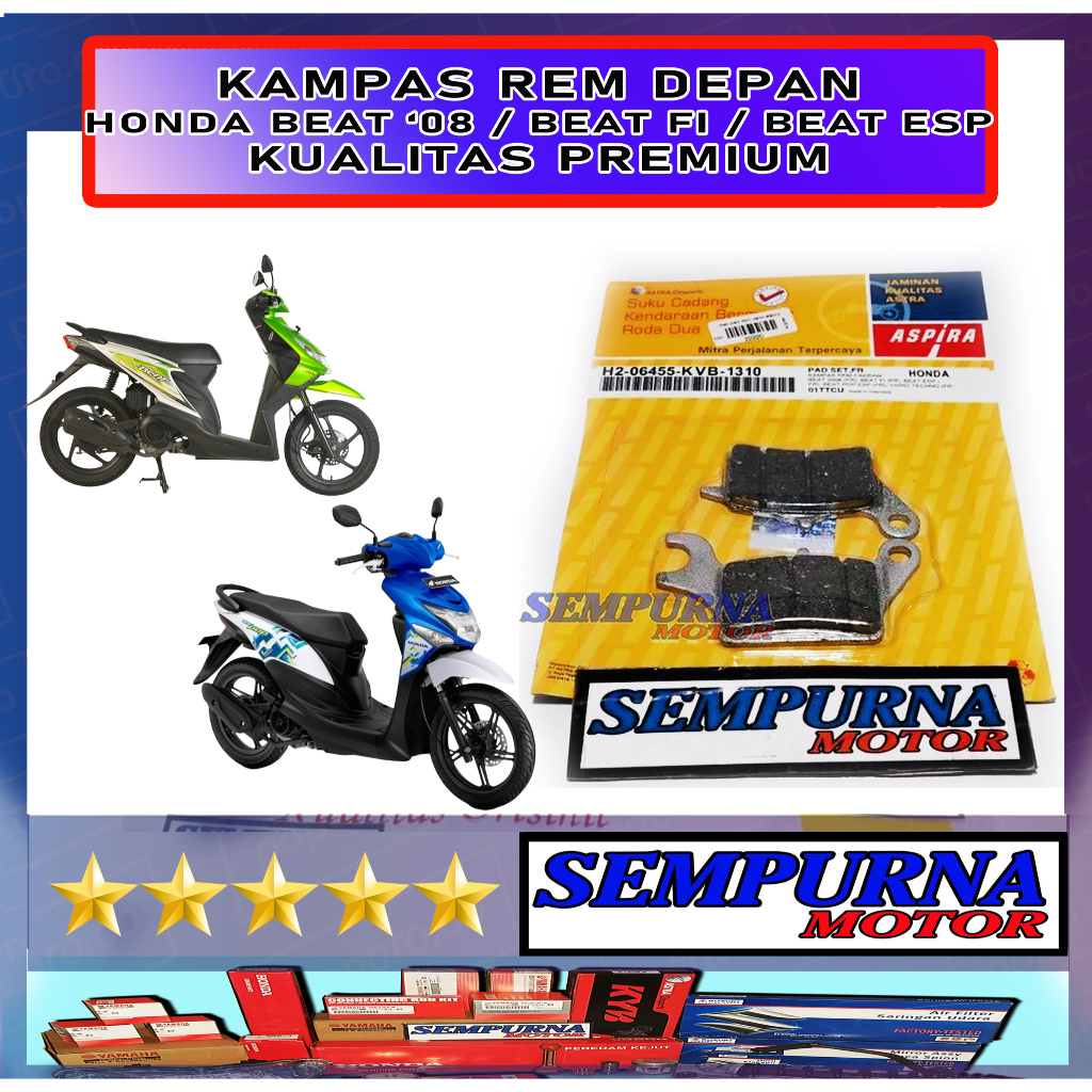 Disc Pad Depan Kampas Rem Cakram Beat 2008 Beat Fi Beat ESP Beat Pop ESP Vario Techno Original Aspir