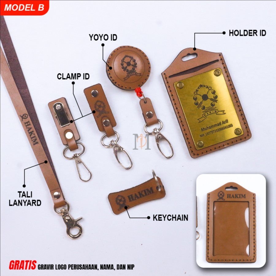 

ID card holder kulit gravo plat