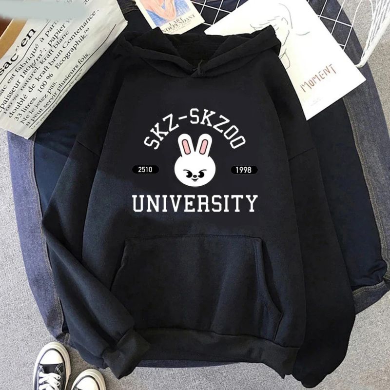 Hoodie Jumper Skz Skzoo University Straykids Kpop Stray Kids Wanita Skz Skzoo Original Ori Felix Seu