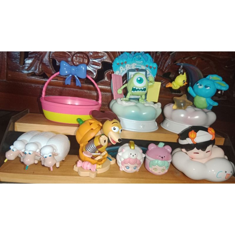 Blind box disney pixar miniso & pop mart, toy story bunny duck sheep slinky monster inc pedudu litte