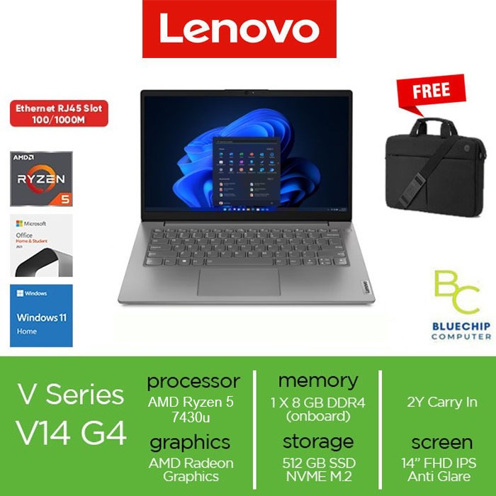Lenovo V14 G4 AMD Ryzen 5 7430U 8GB 512GB 14"FHD W11H + OHS