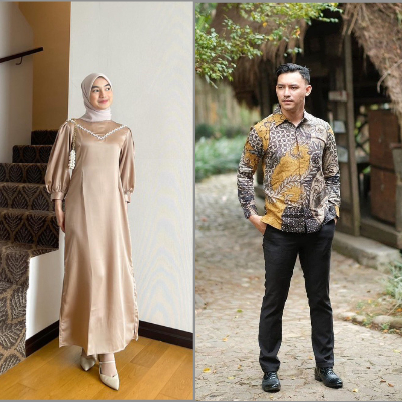 TERMURAH - COUPLE CALENDULA DRESS - GAMIS KONDANGAN BRIDESMAID VIRAL - SATIN SILK DRESS PREMIUM BATI
