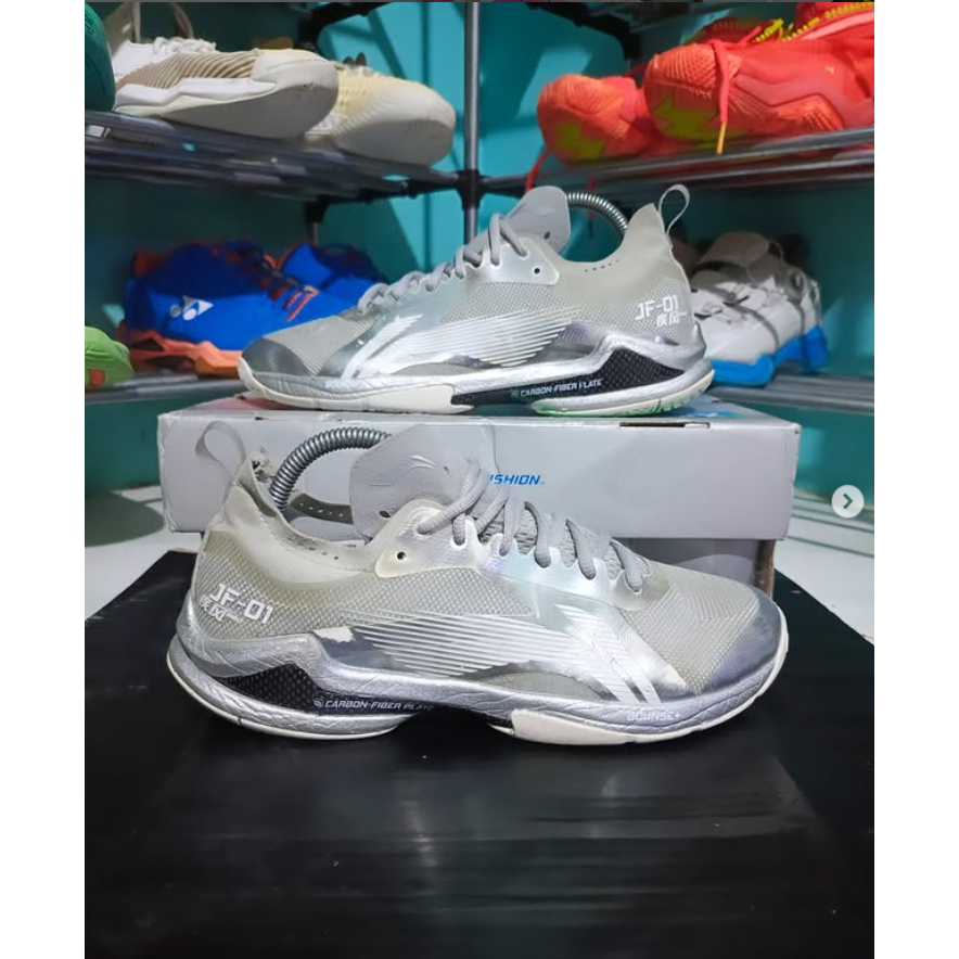 Sepatu Badminton Lining JF-01 Blast Pro Silver Original