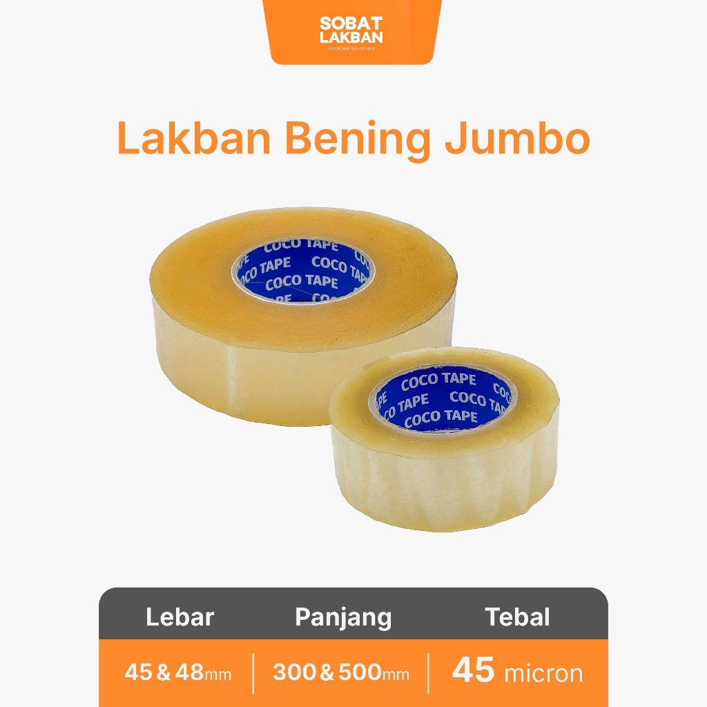 Lakban Bening Jumbo Coco Tape 200 Yard 300 Yard 500 Yard 1000 yard