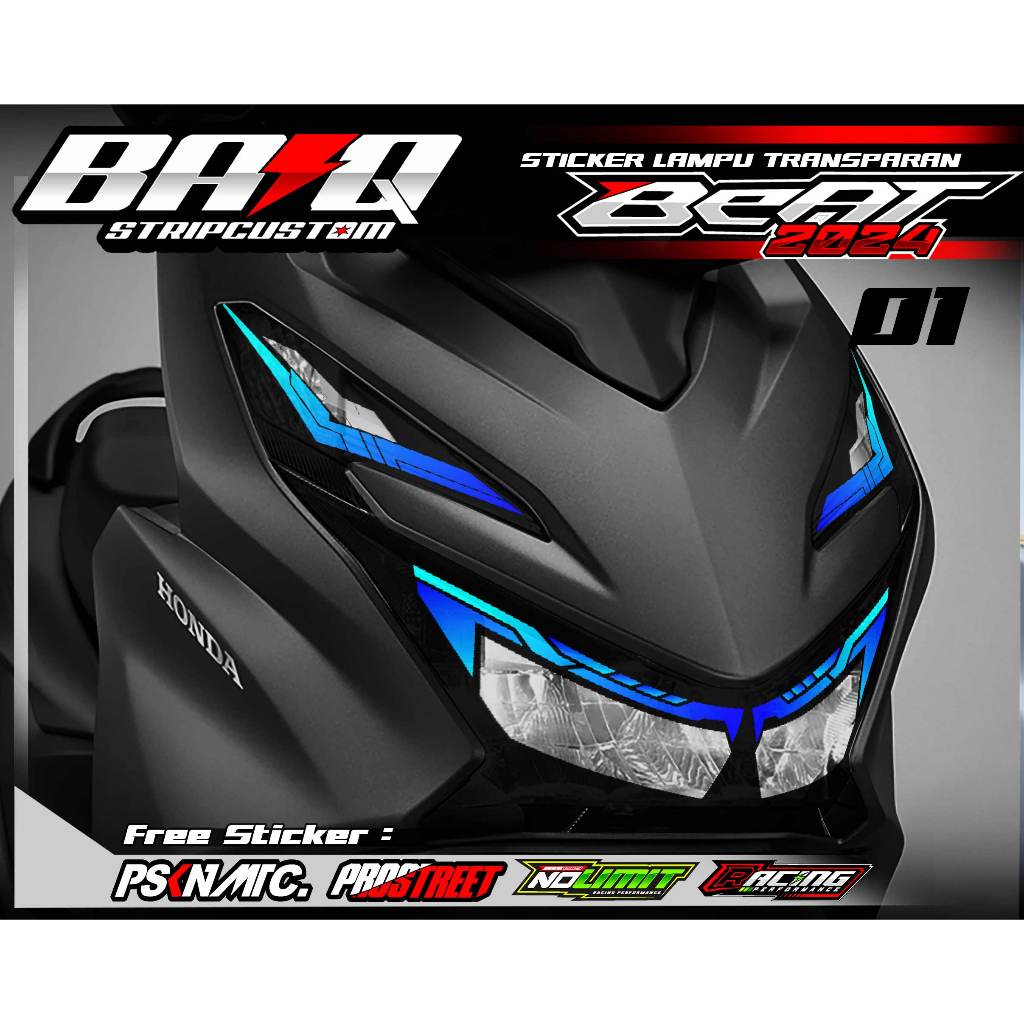 001 STICKER ALIS LAMPU DEPAN BEAT 2024 - STICKER ALIS LAMPU ALIS BEAT 2024 MOTIF LIST SIMPLE
